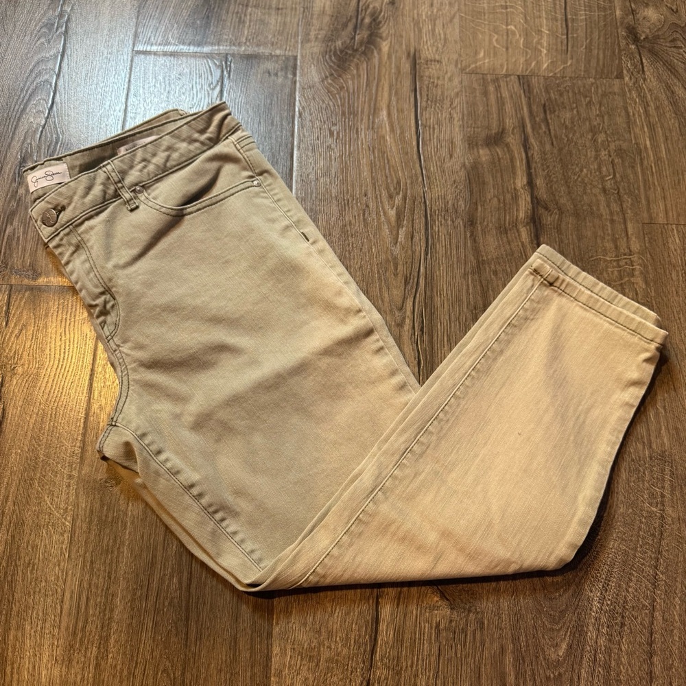 Jessica Simpson Khaki Jeans rolled crop skinny 14 / 32 cotton
